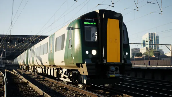 An unbranded London Northwestern Railway Class 350 Desiro departs London Euston on the West Coast Main Line.